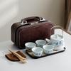 Cultural Chinese Ceramic Tea Set with Beam Handle Pot