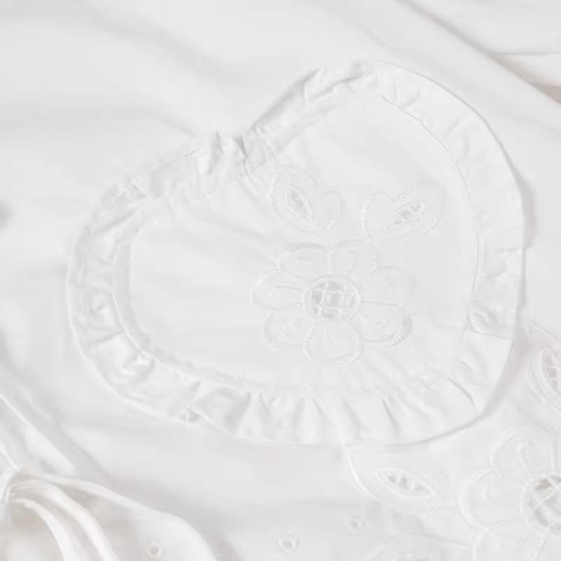 2025 Spring Women's Fashion Hollow-Out Embroidered Lace-Up Shirt Top