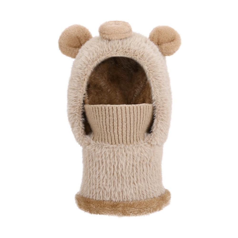 Thick Warm Children's Balaclava Hat Plush Kids Bear Hat Pullover Cap Face Guard Hat Cold Weather