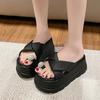 Fashion 8CM Embed Rhinestones Heels Wedge Slides Sandals Women Casual Outdoor Slippers Female Summer Beach Slipper Walking Chunky Shoes