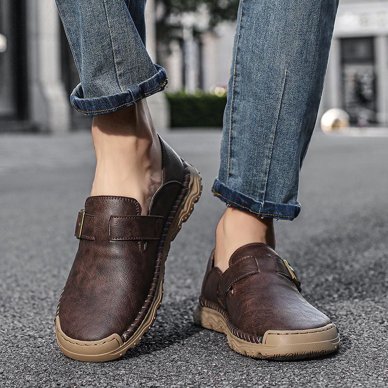 Fashion Fashionable Men's Breathable Non Slip Casual Leather Shoes for Spring Comfortable Outdoor Sports Leisure Hiking Shoes for Men