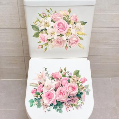 Flower Bathroom Toilet Stickers Home Wall Waterproof Wall Stickers