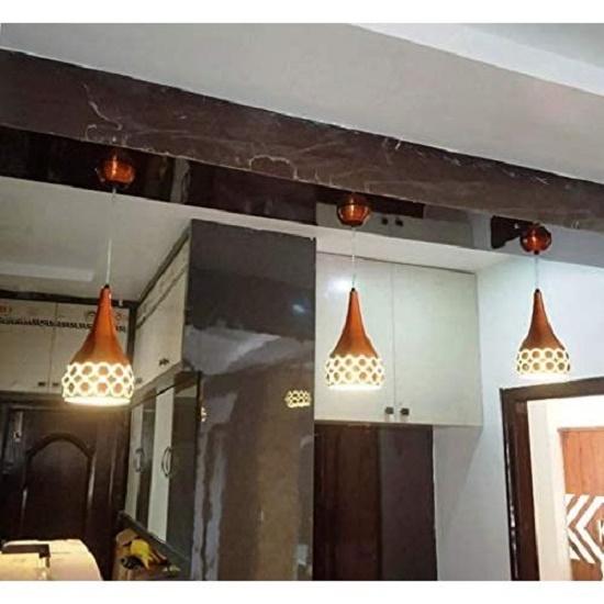 Metal Cut Hanging Light Ceiling Pendant Lamp, 6" Small, Orange