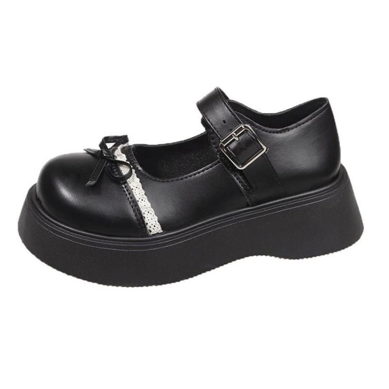 

Women s Loafers 2025 Spring British Style Platform Mary Jane Shoes Woman Japanese Jk Uniform Bow Lolita Shoes Women Single Shoe 40 чёрный