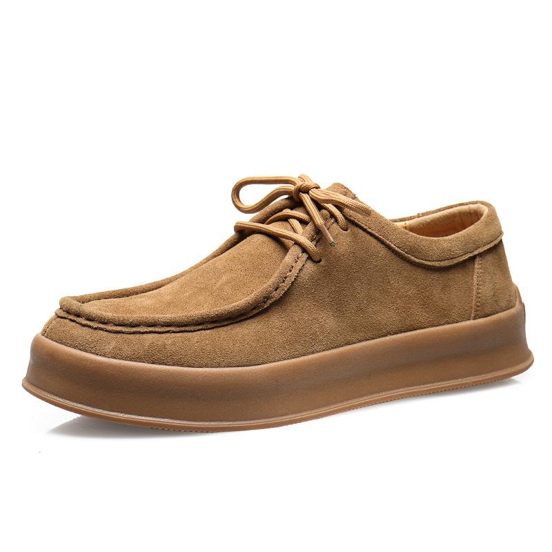 Fashion Men's Casual Leather Shoes 2025 New Casual Shoes Spring Cow Suede Leather Men's Shoes Versatile Lace Up Low Top Board Shoe