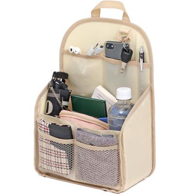 Bolsa Astro dentro de Bolsa, Beige Claro [Bolsa Interior para Mochila de Gran Capacidad] Cabe en Tamaño A4, Bolsa de Almacenamiento Vertical con Divisores, Ligera, Bolsillos, Anilla en D y