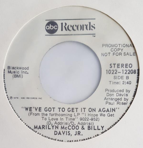 

7inch Record MARILYN MCCOO & BILLY DAVIS JR. - You Don t Have To Be A Star (To Be 102212208PROMO ABC Records 1976 Canada Soul/Funk Used