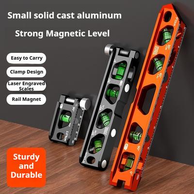 Tragbare Wasserwaage mit starkem Magnetverschluss, langlebig, hochpräzise und vielseitig einsetzbar, ideal für Holzbearbeitung und Messarbeiten.