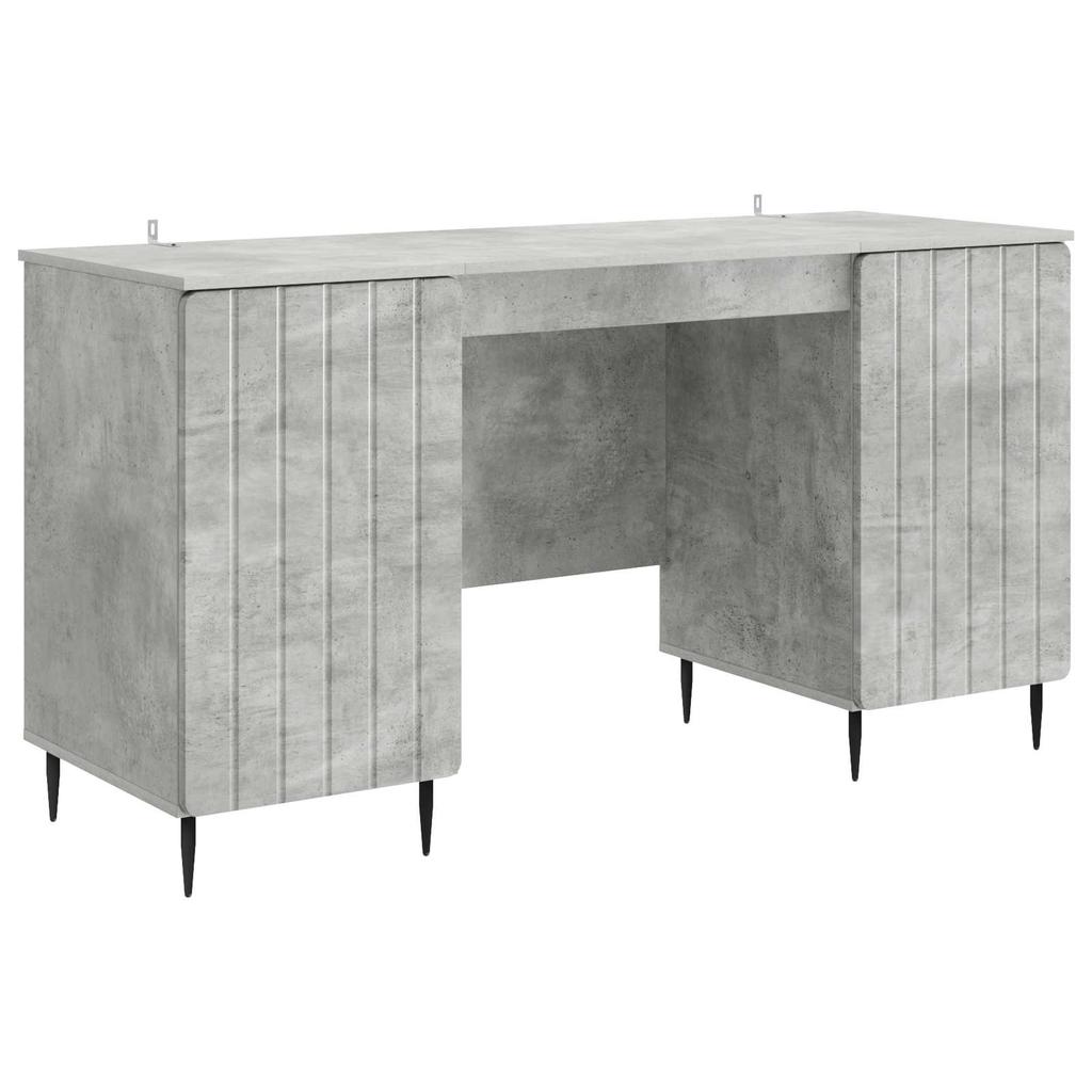 Desk with Door Concrete Grey 142.5 x 50 x 75 cm Engineered Wood