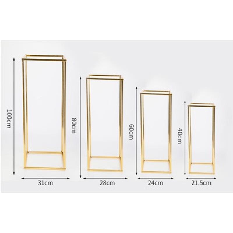 Geometric Square Frame Flower Stand for Weddings - Wrought Iron Artificial Flower Decor