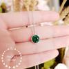 Round Emerald Solitaire Necklace, Classic Bezel Set Round Emerald Pendant, May Birthstoen Necklace