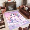Alfombra de Suelo de Terciopelo de Cristal con Temática de Unicornio, Alfombra Cálida Personalizada con Nombre y Texto, Decoración del Hogar