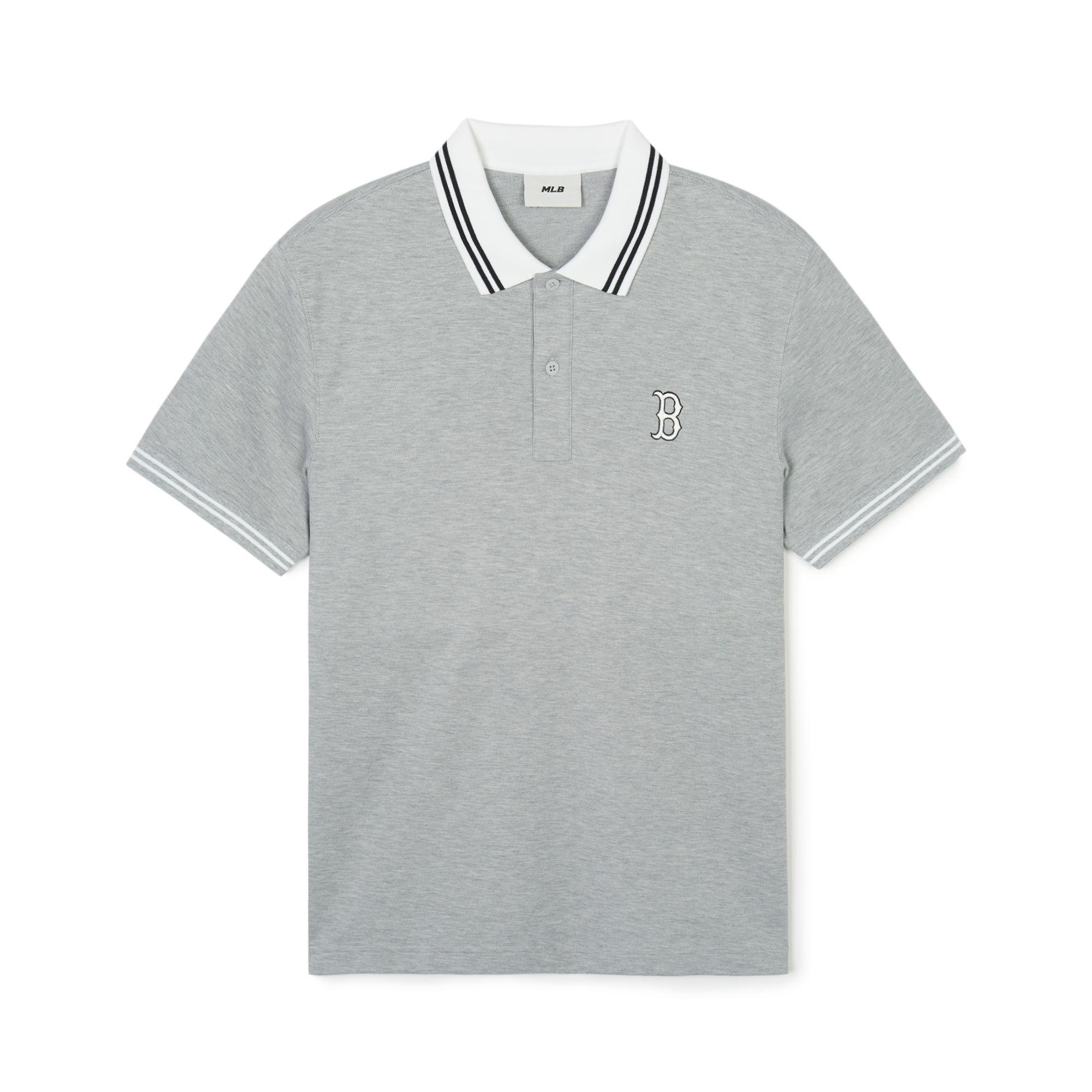 

New MLB Polo Shirt Unisex Light Gray 3APQB0243-43MGS L