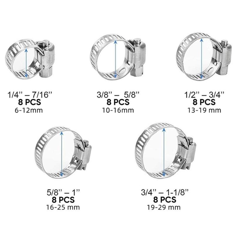 Rusts Resistant Hose Clamp Set Multiple Diameter Pipe Connection Hardware for Home Industrial Use