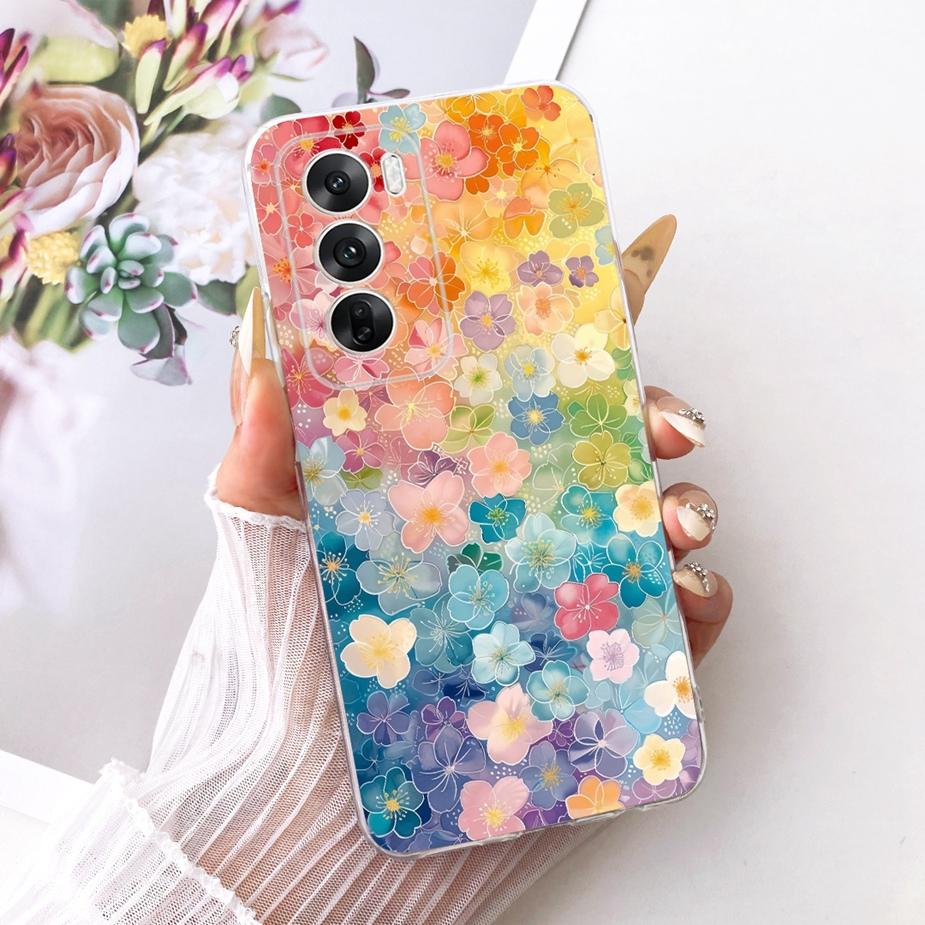 For Oppo Reno12 Pro Case CPH2629 Luxury Flowers Butterfly Painted Cover Soft Silicone Case For Oppo Reno 12 Pro Reno12 5G Fundas