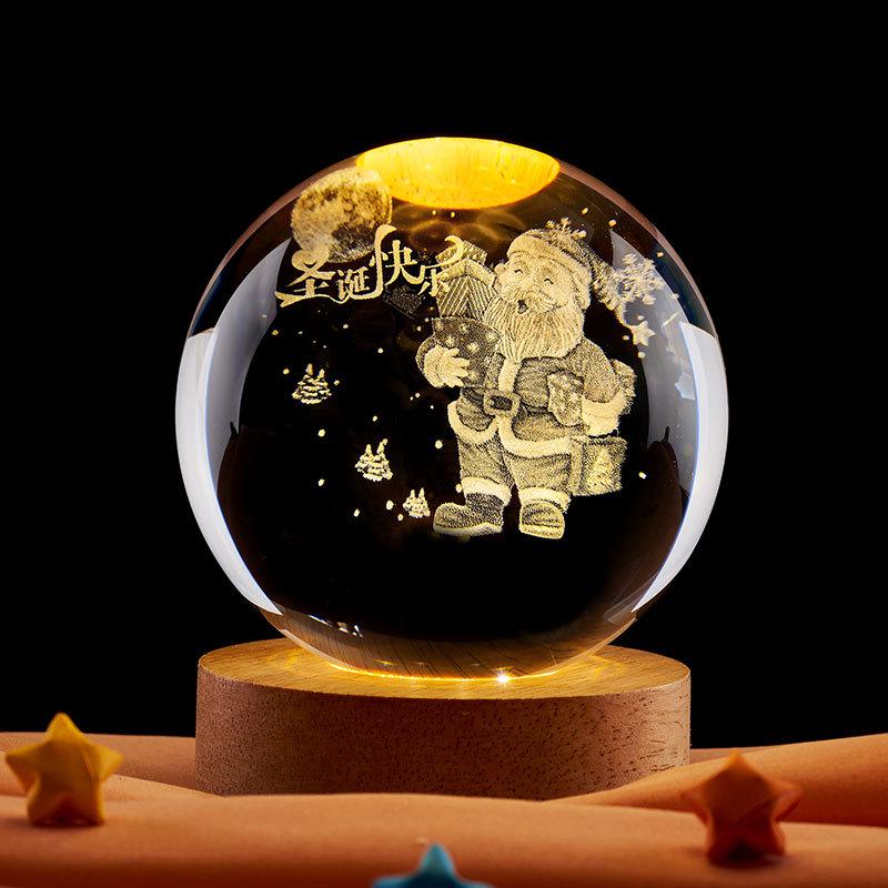 Crystal Ball Night Light: Starry Sky Carved Desktop Ornament Gift