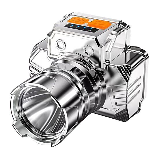 

1 комплект Рыбацкая шахтерская лампа Высокая яркость Перезаряжаемая Индикатор заряда батареи Освещение Налобный Маленький фонарик для улицы серебряный