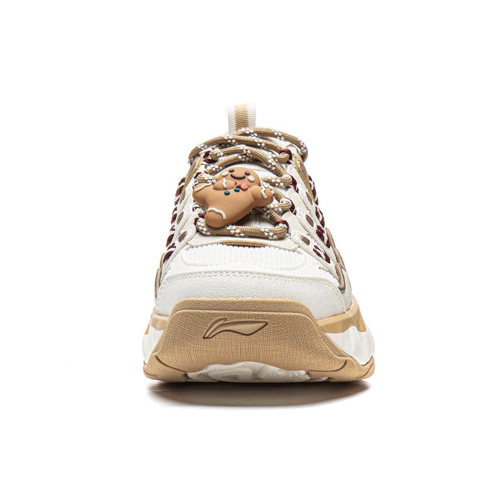 Li Ning Cookie Shoes Gingerbread Man Plush Comfortable Wear-Resistant Warm Low-Top Casual Shoes Women Sneaker AGCV254-7