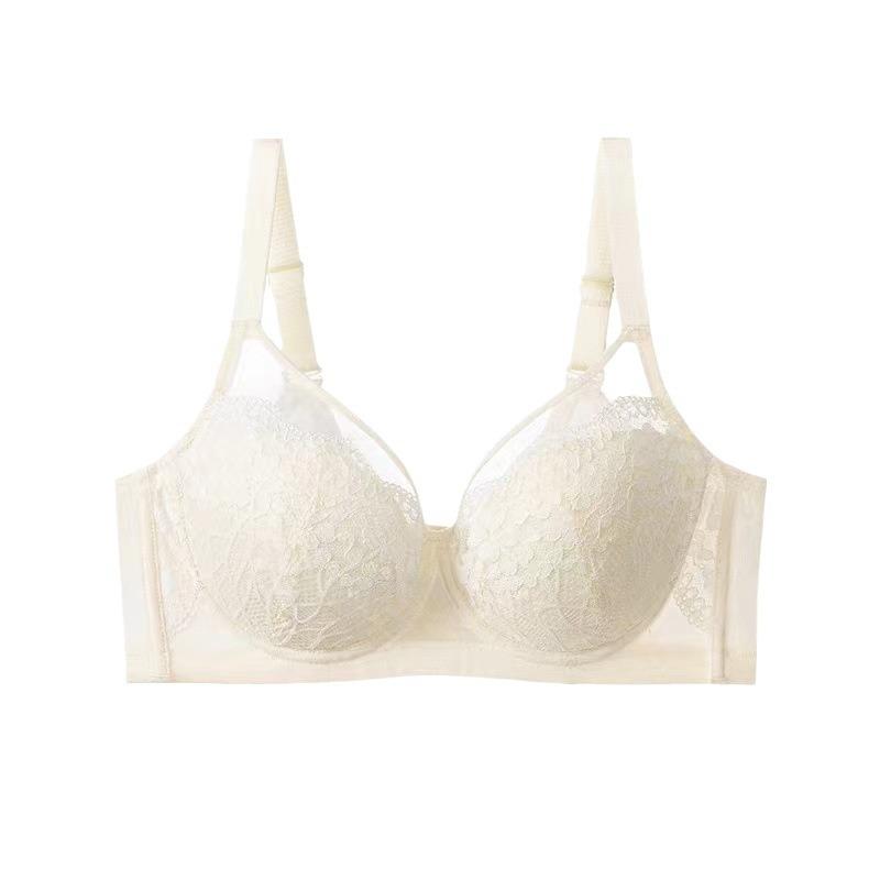 Soft Steel Ring Underwear Women's Thin and Sexy Lace Plus Size Bra Gathered and Supported Summer Thin Bra