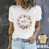 Floral Mother's Day Print Crew Neck Short Sleeve Casual T-Shirt Gift For Mom