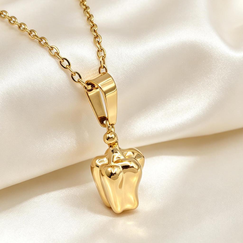 Niche Design Chili Pendant Necklace: Luxury Titanium Steel Clavicle Chain, Women's Fashion Accessory