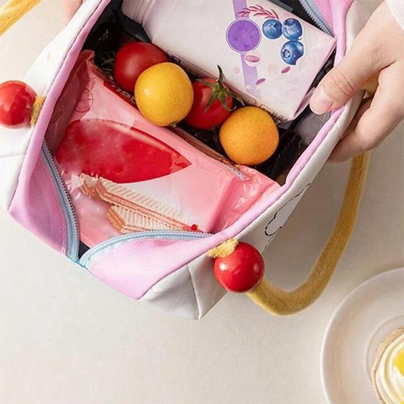 New cute women's handbag large capacity with cartoon pattern thermal student lunch bag