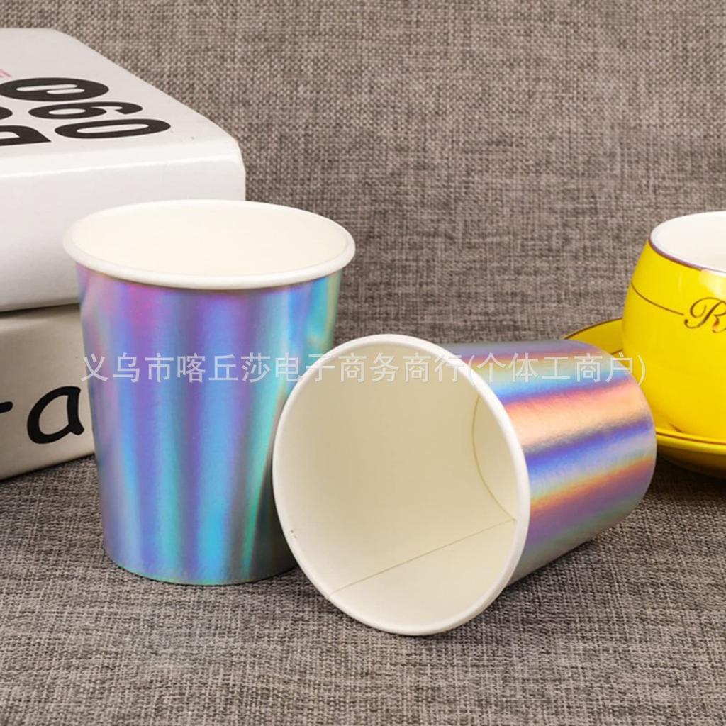 Disposable Bronzing Paper Cup Laser 9 Ounces Paper Cup Birthday Party Decoration Supplies Manufacturer Spot