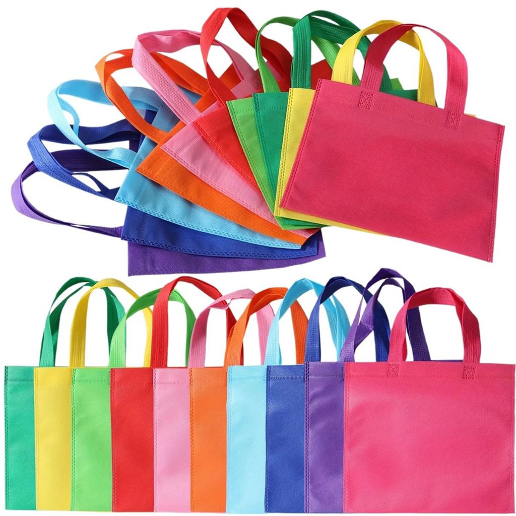 10 Pieces Colorful Small Non Woven Party Favor Bag random style Gift Bag with Handle for Birthday Party Gift Bag