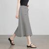 Demana Classic Stripe A-Line High-Waist Mid-Length Skirt