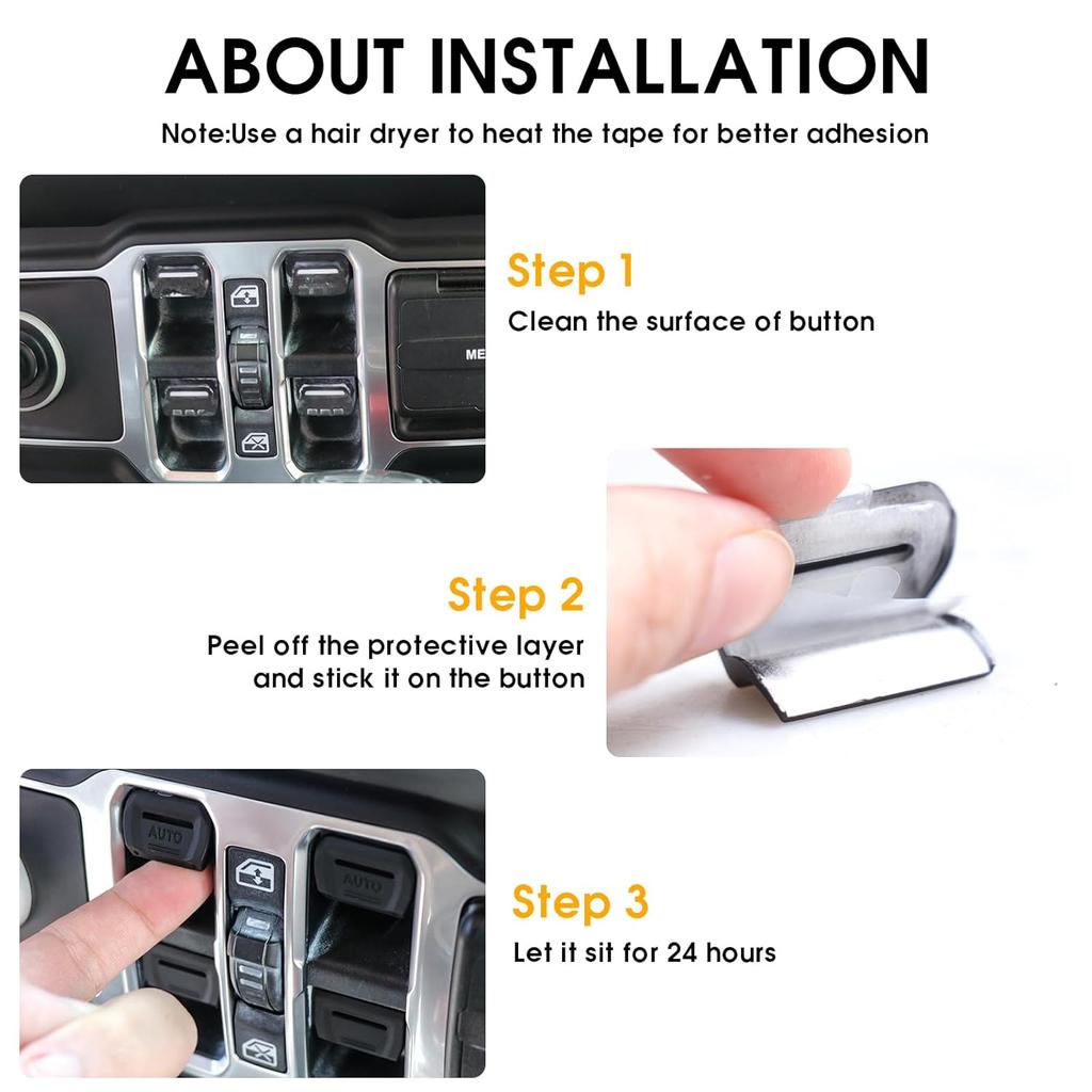 4 Pcs Window Switch Button Cover for Jeep Wrangler JL 4XE Gladiator JT 2018 2019 2020 2021 2022 2023 2024 2025(Black)