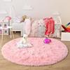 Pink Round Carpet Fluffy Soft Area Floor Mat Children Girls Room Princess Castle Plush Carpet Living Room Home Decor