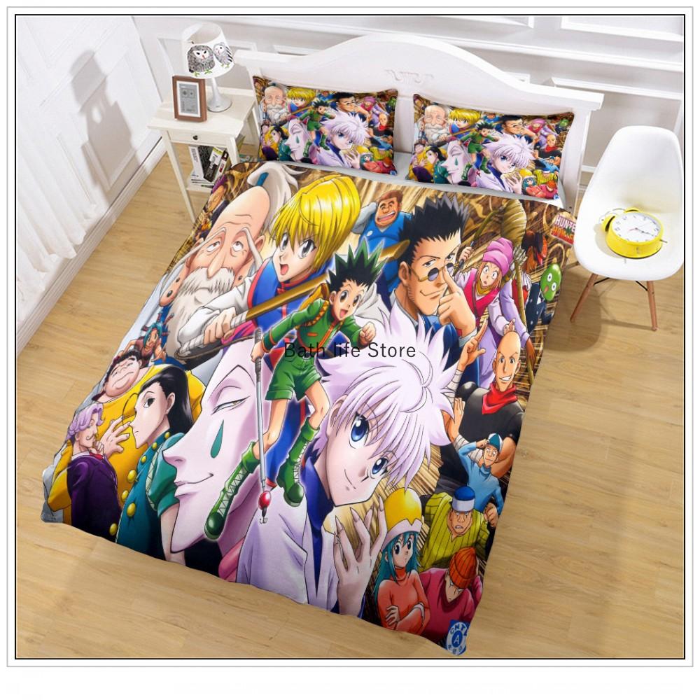 3D-Druck Anime Hunter X Hunter Bettwäsche-Set Hisoka Killua Zoldyck Charakter Cartoon Bettbezug-Set 2/3 Teile Geschenk für Kinder Jungen