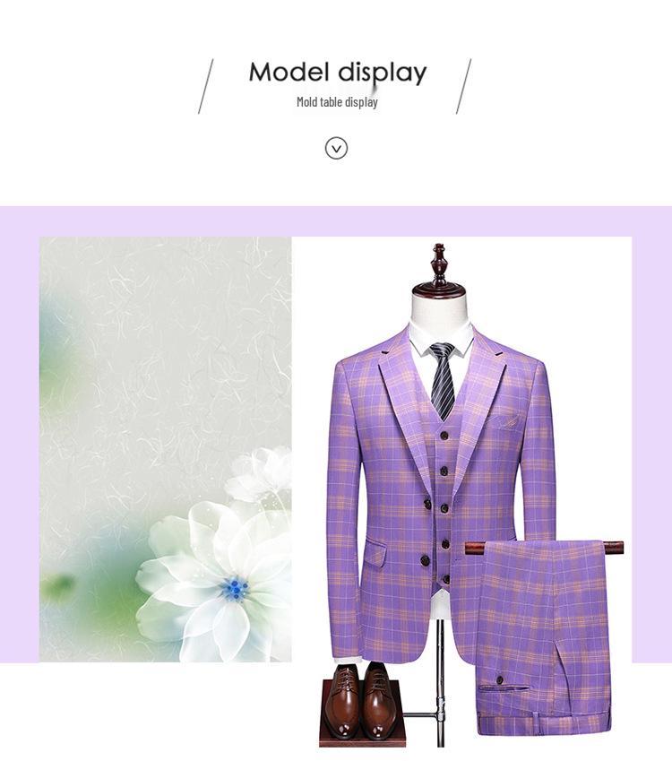 Men's Slim Fit Three-Piece Suit for Business or Wedding