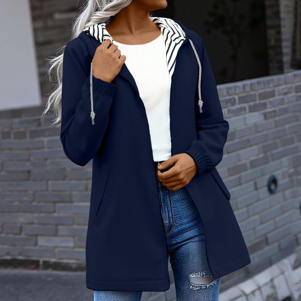 Womens Lightweight Hooded Jacket Long Sleeve Outdoor Waterproof Running Sports Windbreaker Coat