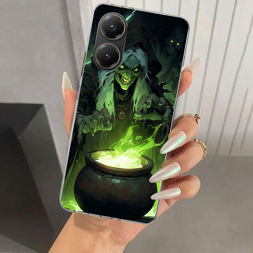 Halloween Moon Witch Horror Phone Case for Xiaomi Poco X5 X6 X7 Pro F7 Ultra M7 Redmi 15 15C 13 13C 12 12C 10 10A 10C 9 9A 9C 9T