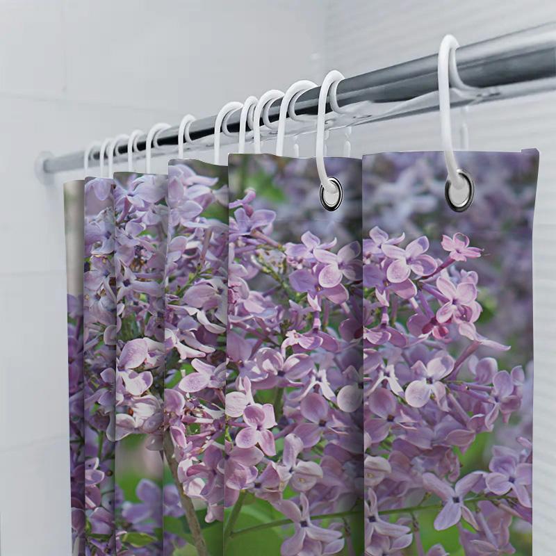 Beautiful Lavender Flowers Shower Curtain High-Quality Decorative Home Textile For Bathroom Pink Purple Floral Print Perfect Gif