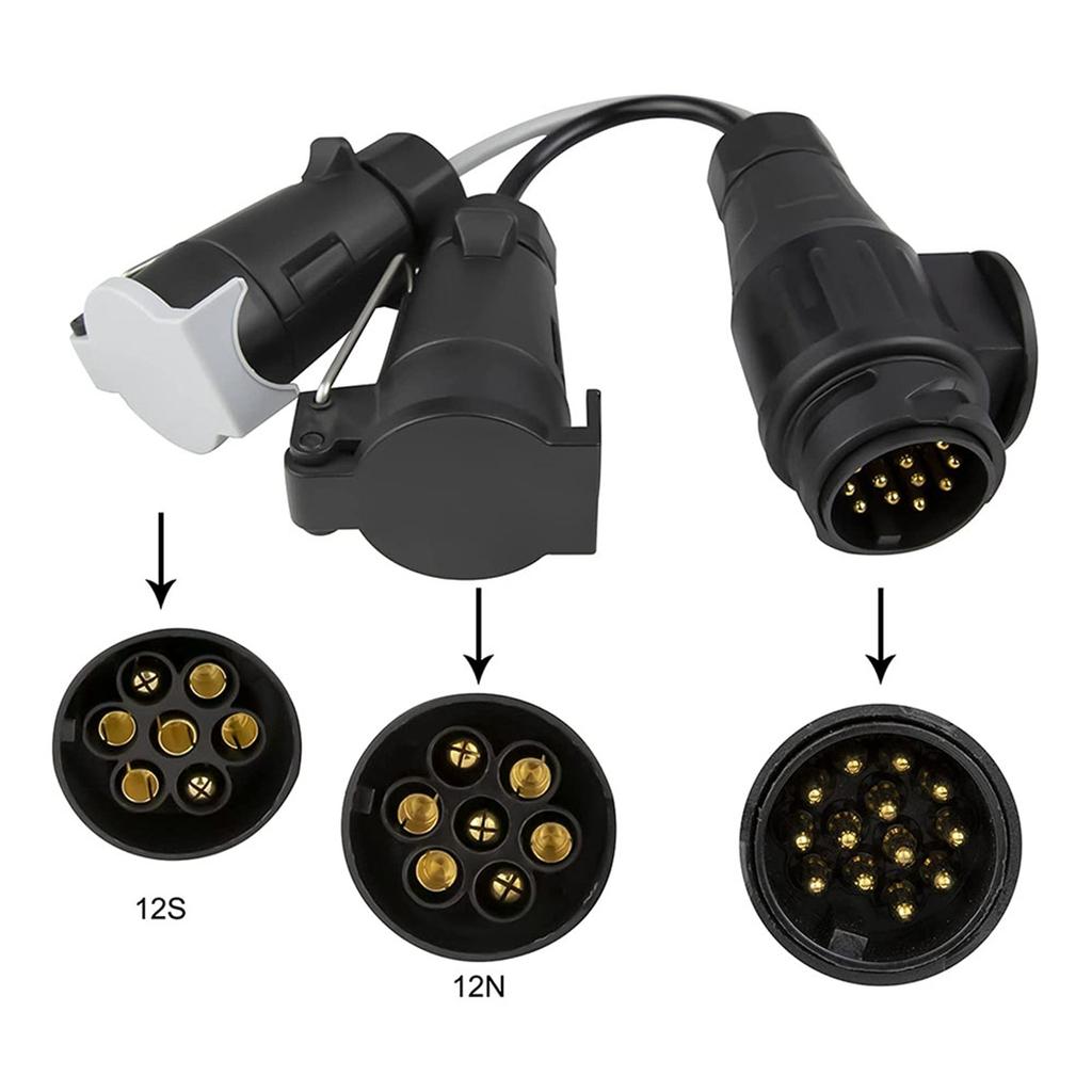 N68R--Towing Adapter 13 Plug Pin To 7 Pin 12N+12S Socket Towbar Electric Conversion Adapter Lead For Trailer Truck Caravan,Towin
