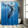 Whale and Diver Artistic Design Waterproof Shower Curtain Heat Resistant Machine Washable Non-Transparent 180x180cm