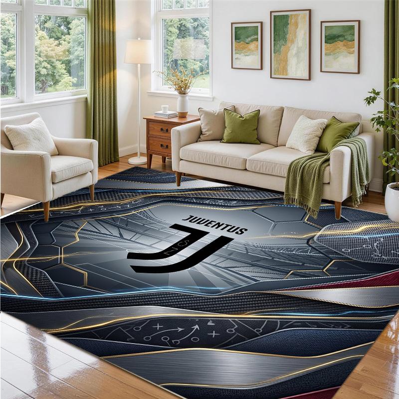 Juventus FC Design Crystal Velvet Rug Soft Decorative Mat for Bedroom Entrance