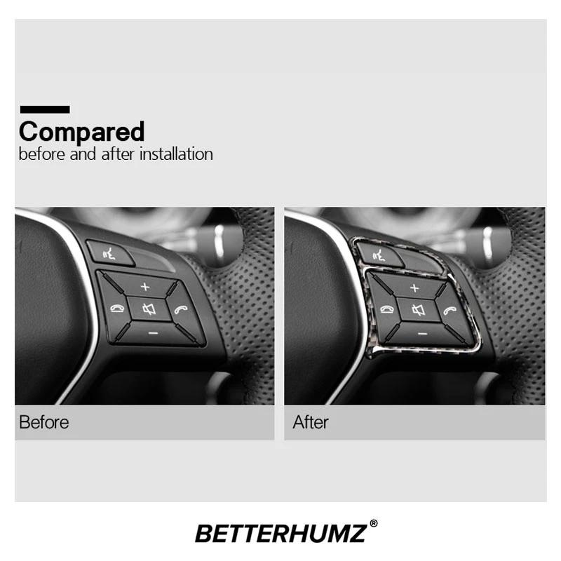 Fibra de carbono para Mercedes W176 W204 W212 ABCEGM Classe CLA CLS SL GL Botão do volante do carro Guarnição Moldura Adesivo