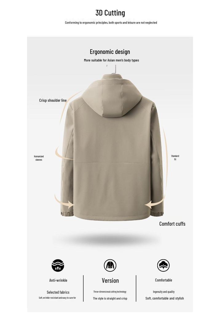 Men's 25th Anniversary Versatile Jacket: Detachable Hood, Business Casual Outerwear for Spring & Autumn