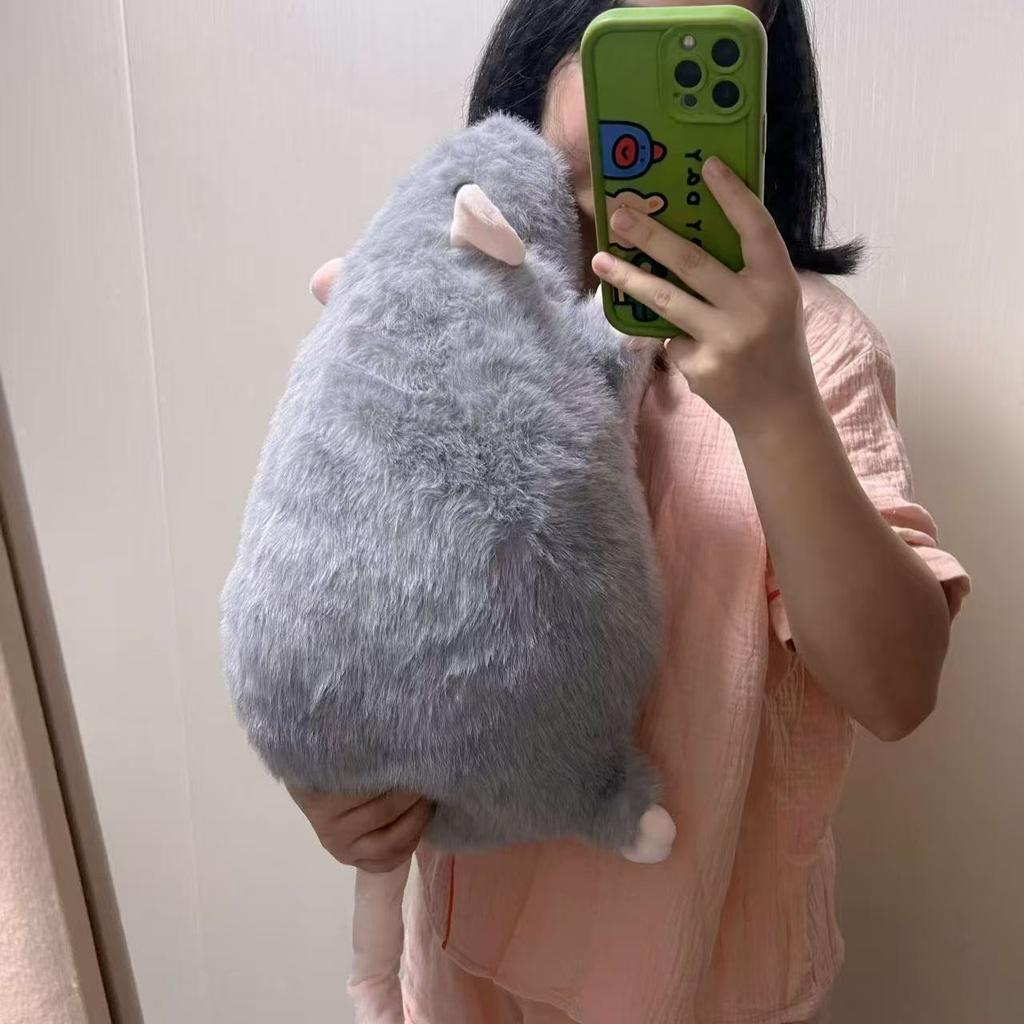 Simulation of Big Mouse Plush Doll Blue Gray Squid Mouse Doll Big Mouse Sofa Pillow Cushion