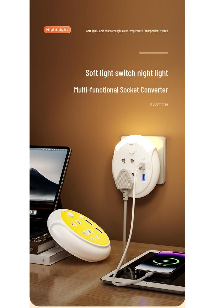 Multi-functional USB Power Strip with Two-hole Converter for US, Japan, Vietnam, Laos, Mexico, Panama