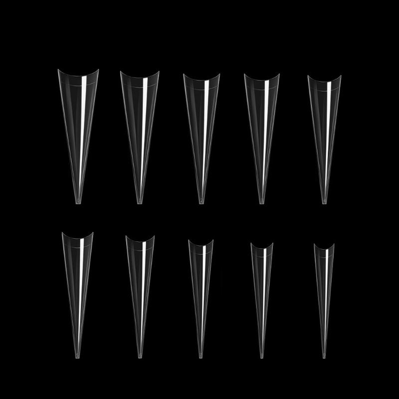300/500pcs Stiletto Nail Tips Acrylic-Nails Long False Nails Clear/Natural Fake-Nails Half Coverage False Nail Tips