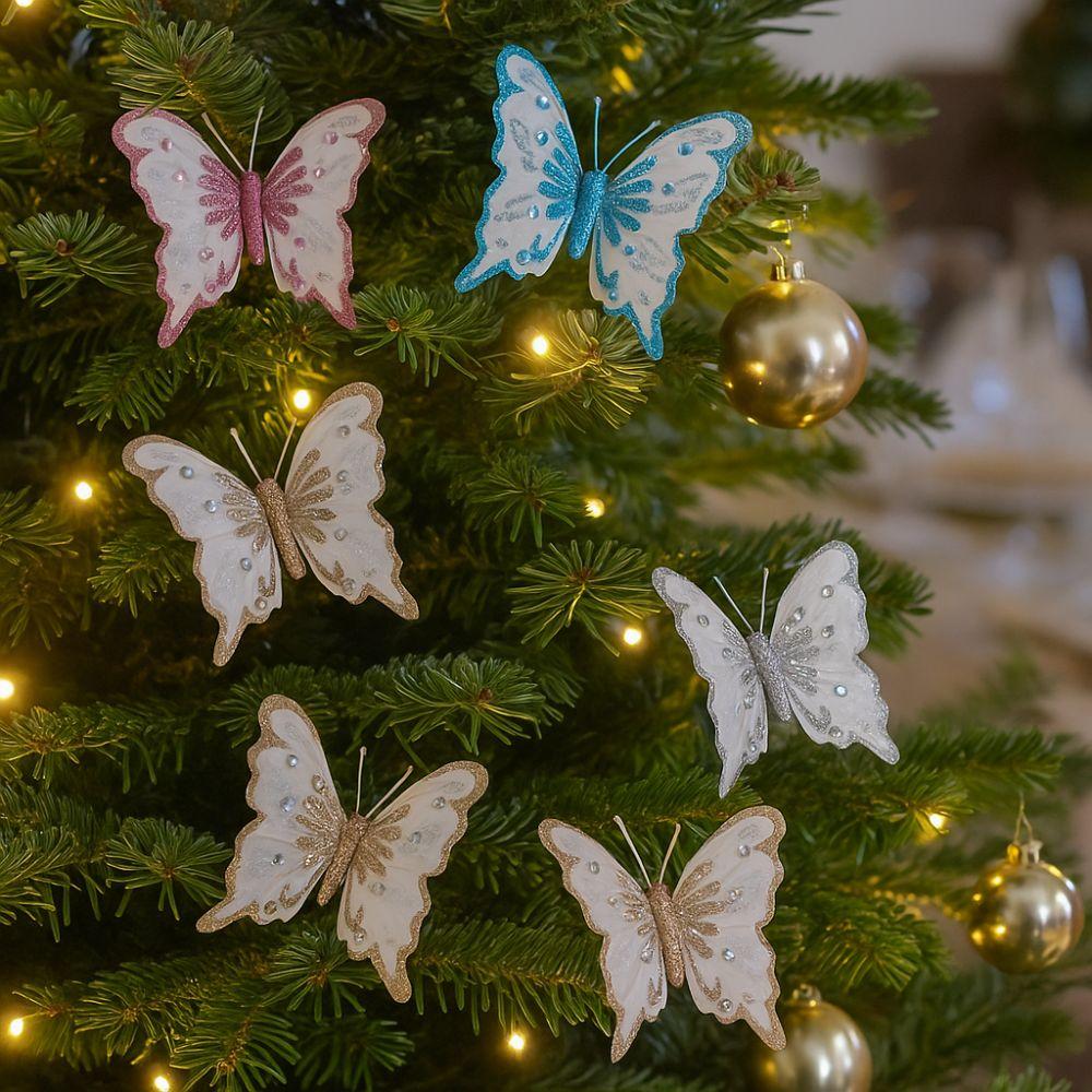 Artificial Christmas Butterflies Ornaments Simulation Butterfly Decoration  Atmosphere Layout