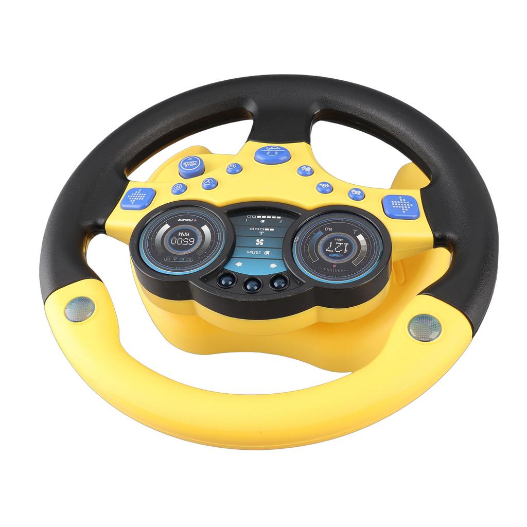 Simulation Steering Wheel Children Early Education Initiation Toy with Base Birthday GiftsYellow