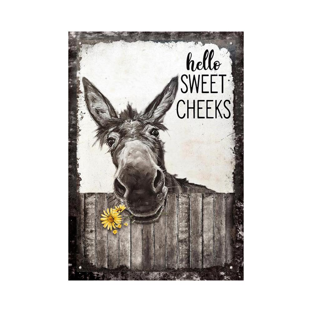 Farmhouse Bathroom Wall Art Donkey Poster Funny Donkey Print Paintings Canvas Poster and Prints Wall Art Pictures for Hall Living Room Home Decor