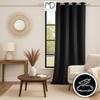 Velvet curtain with eyelets - black