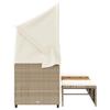 Outdoor 3 Seater Sofa with Canopy and Footstools Beige Poly Rattan