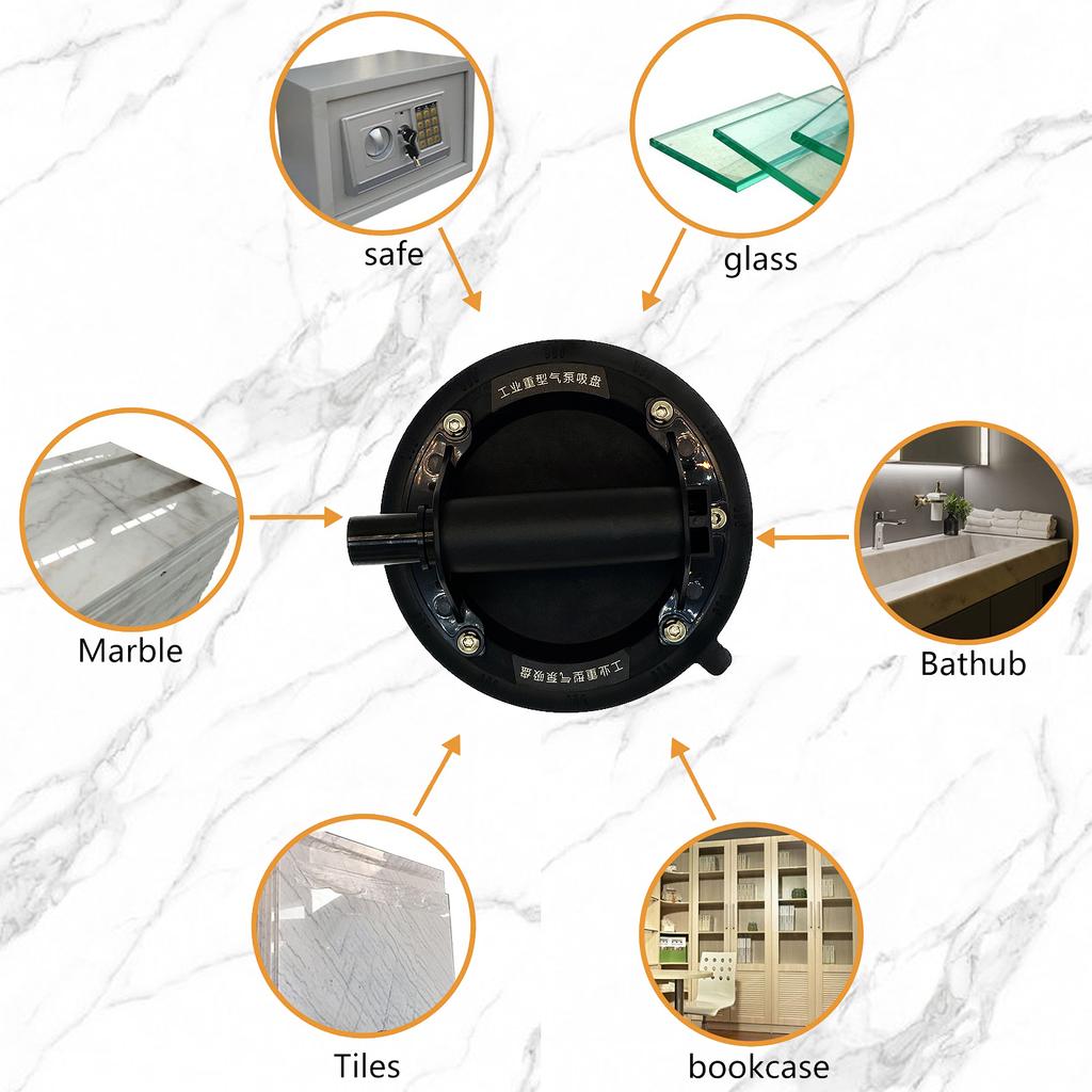 8 Inch Vacuum Suction Cup 250kg Bearing Capacity Heavy Duty Vacuum Lifter for Granite Tile Glass Manual Lifting